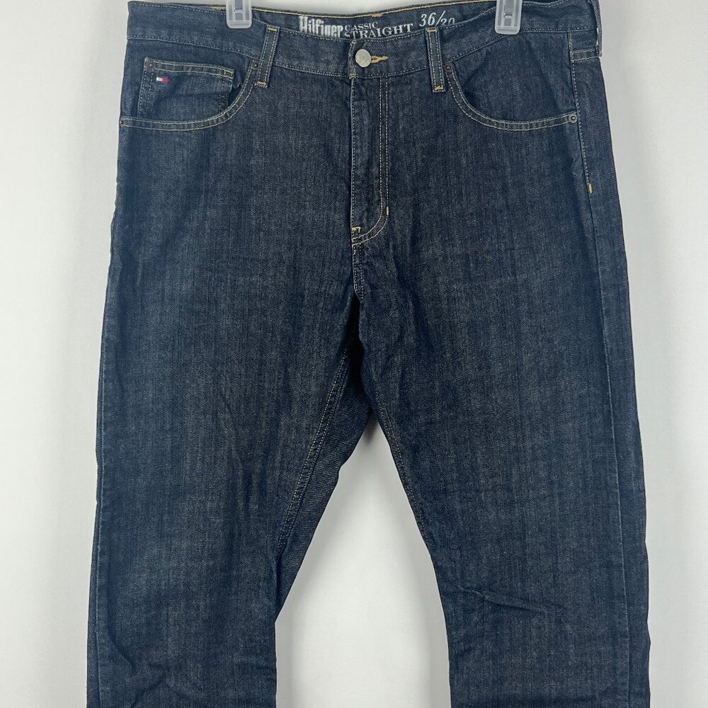 Hilfiger Classic Jeans Size 36 Inseam 29 Dark Blue Straight Wide Leg